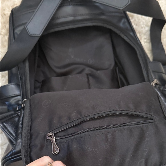 Black Vegan Leather Anti-Theft Backpack - Picture 6 of 6
